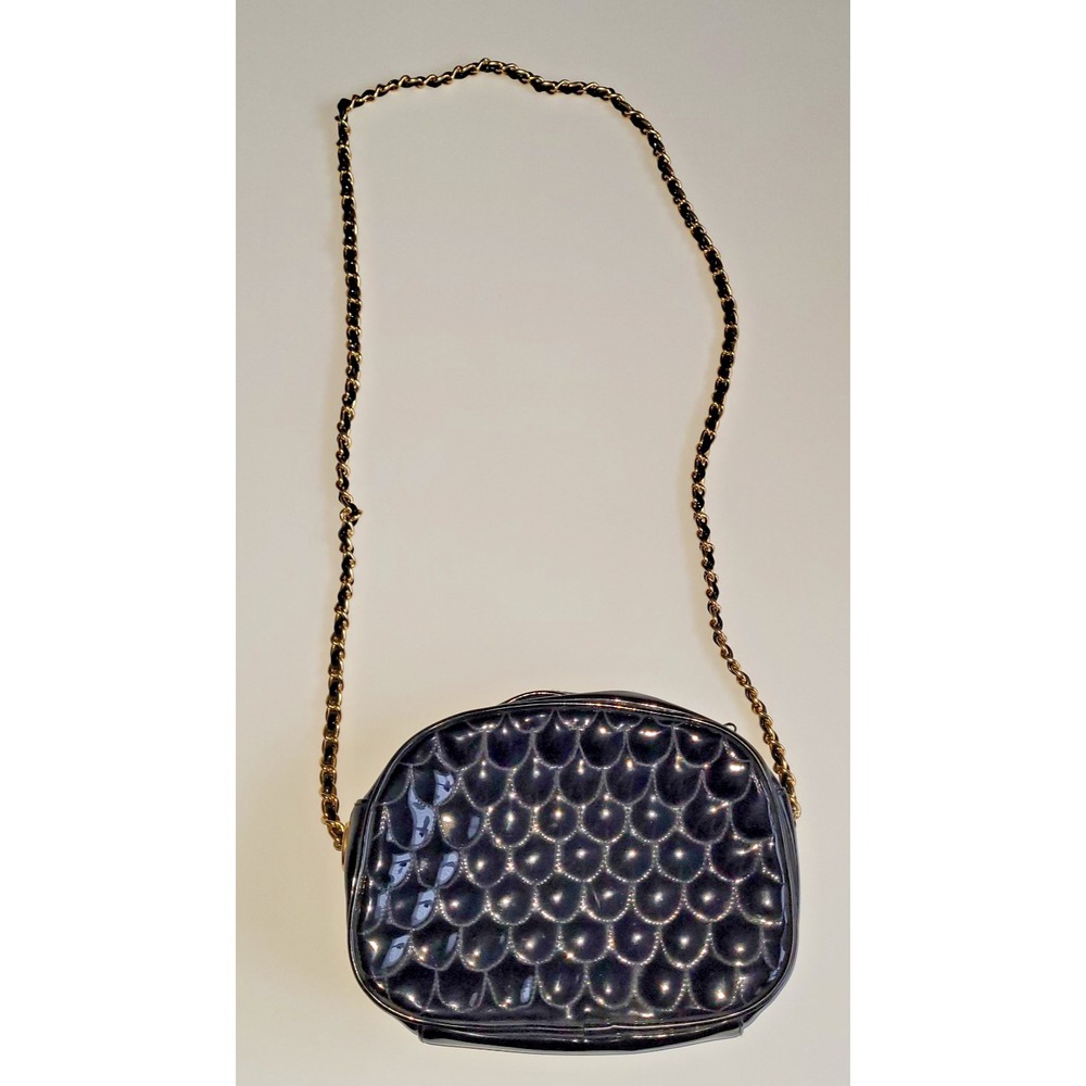 Small Black Patent Faux‎ Leather  PVC Shoulder Handbag Purse